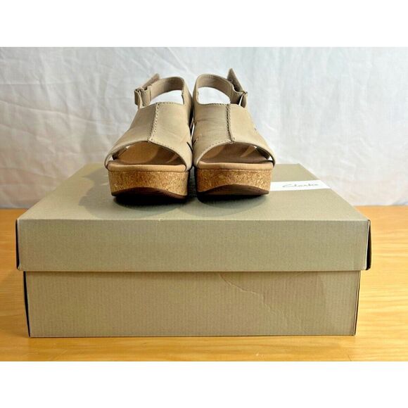 Clarks Shoes - Clarks Women’s Pale Yellow Suede Wedge Sandals | Open Toe Slingback | Cork Wedge